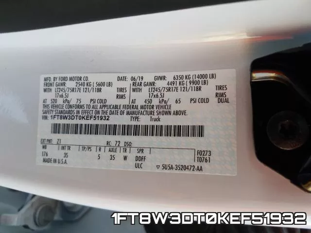 1FT8W3DT0KEF51932 фото 2