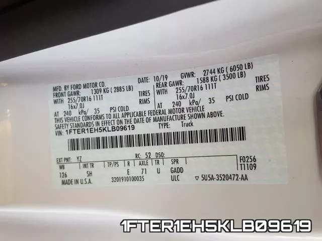 1FTER1EH5KLB09619 фото 2