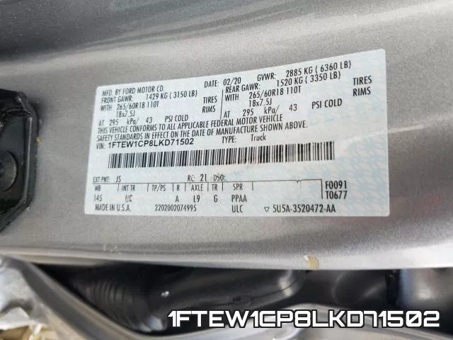 1FTEW1CP8LKD71502 фото 2