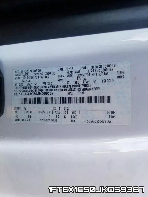1FTEX1C50JKD59367 фото 2