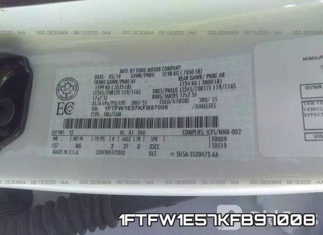 1FTFW1E57KFB97008 фото 10