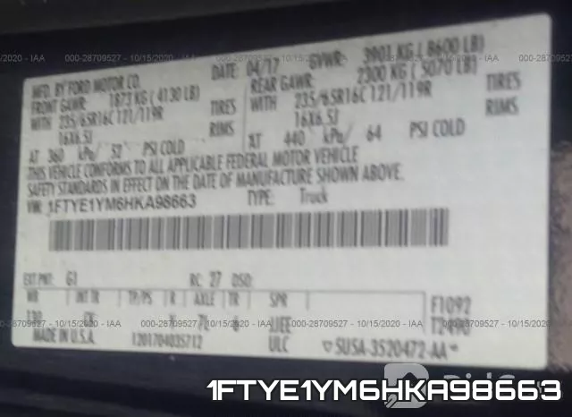 1FTYE1YM6HKA98663 фото 10