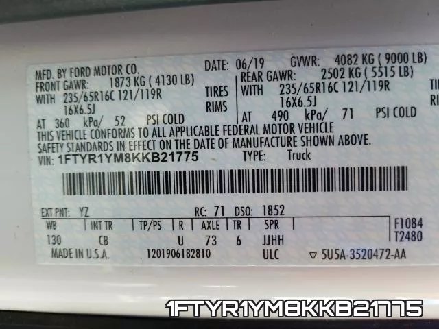 1FTYR1YM8KKB21775 фото 2