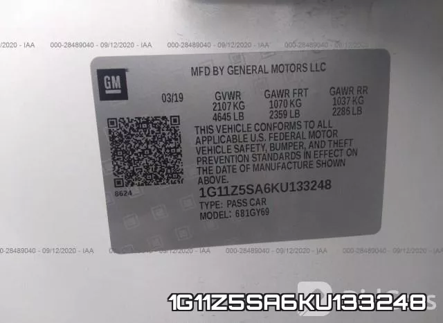 1G11Z5SA6KU133248 фото 10
