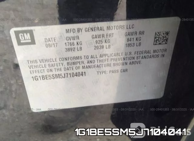 1G1BE5SM5J7104041 фото 10