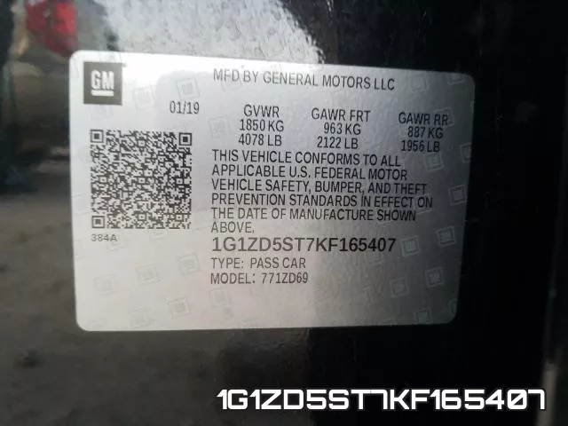 1G1ZD5ST7KF165407 фото 2
