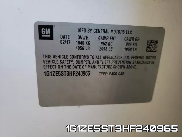 1G1ZE5ST3HF240965 фото 2