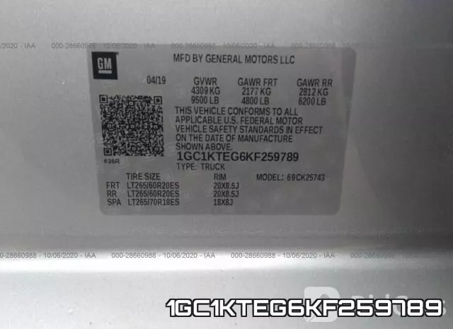 1GC1KTEG6KF259789 фото 10