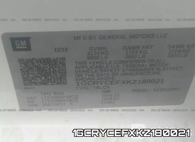 1GCRYCEFXKZ180021 фото 8