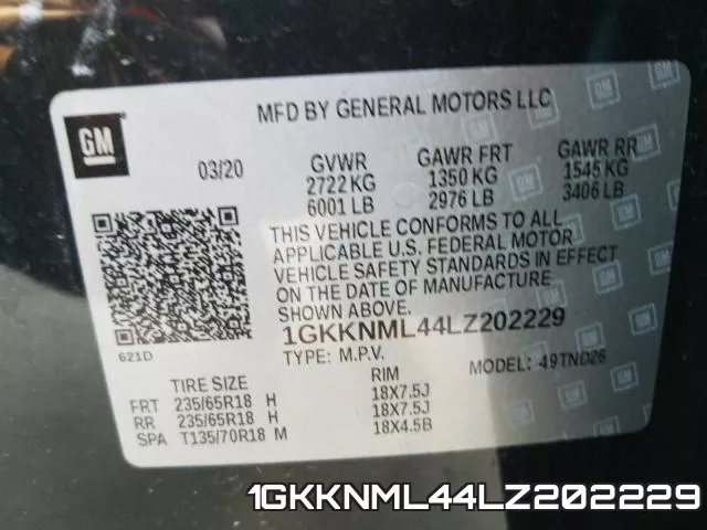 1GKKNML44LZ202229 фото 2