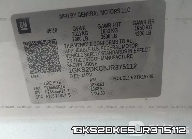 1GKS2DKC5JR375112 фото 10
