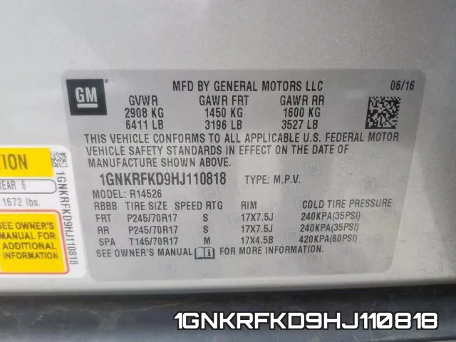 1GNKRFKD9HJ110818 фото 2