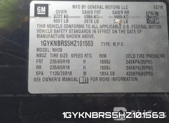 1GYKNBRS5HZ101563 фото 10