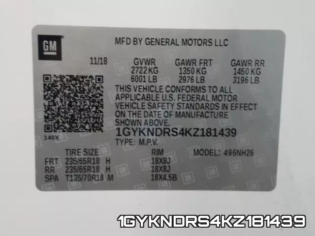 1GYKNDRS4KZ181439 фото 2