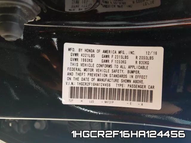1HGCR2F16HA124456 фото 2