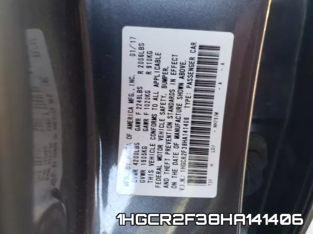 1HGCR2F38HA141406 фото 2