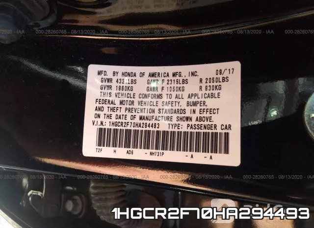 1HGCR2F70HA294493 фото 10