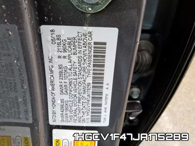 1HGCV1F47JA175289 фото 2