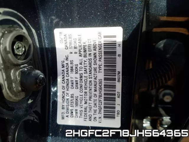 2HGFC2F78JH564365 фото 2