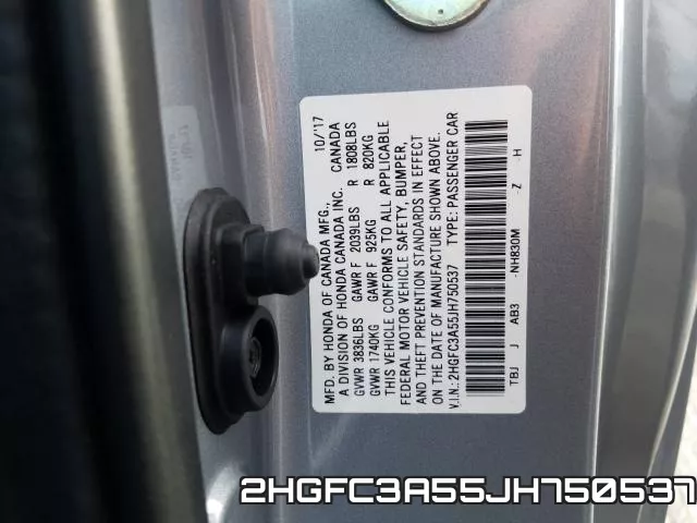 2HGFC3A55JH750537 фото 2