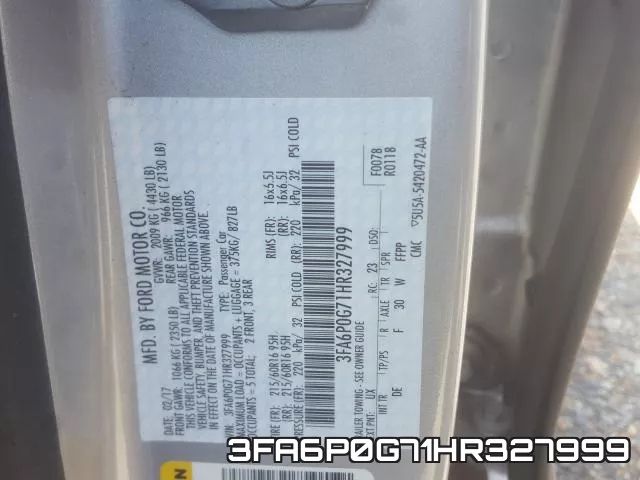 3FA6P0G71HR327999 фото 2