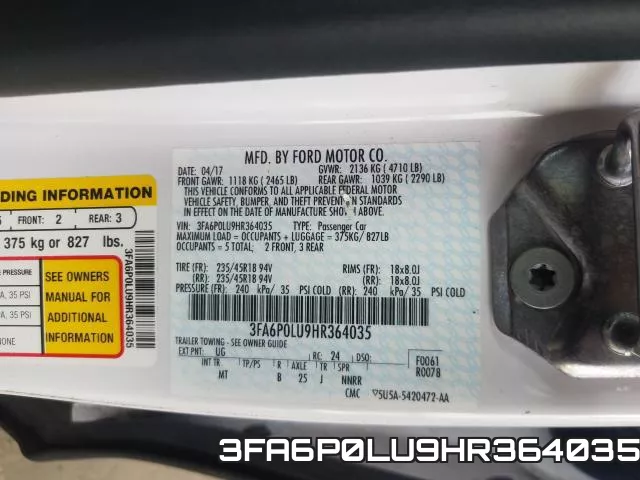 3FA6P0LU9HR364035 фото 2