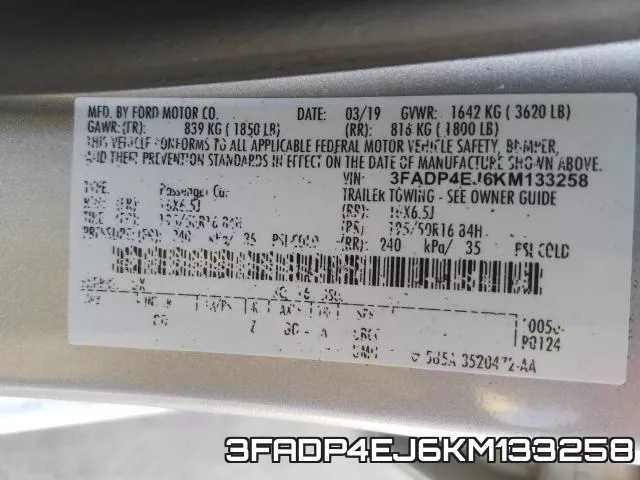 3FADP4EJ6KM133258 фото 2