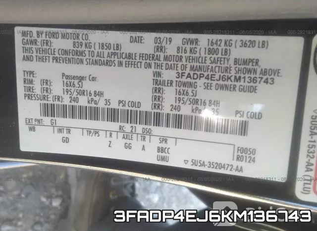 3FADP4EJ6KM136743 фото 10