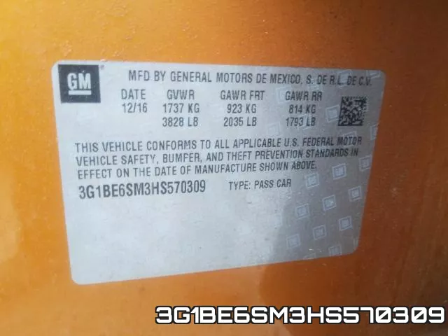 3G1BE6SM3HS570309 фото 2