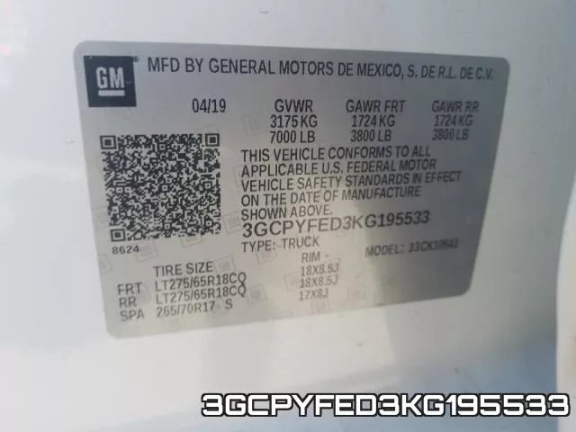 3GCPYFED3KG195533 фото 2