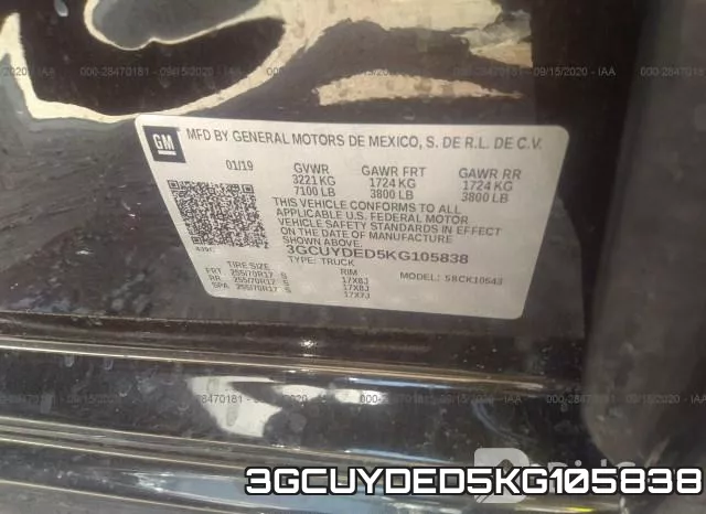 3GCUYDED5KG105838 фото 9