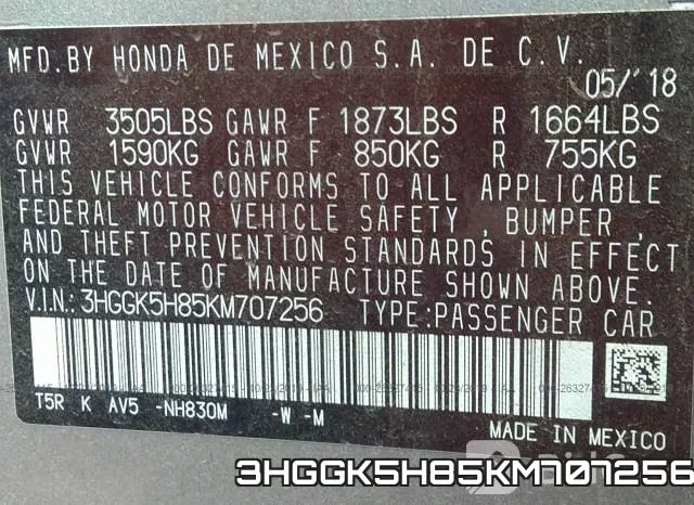 3HGGK5H85KM707256 фото 10