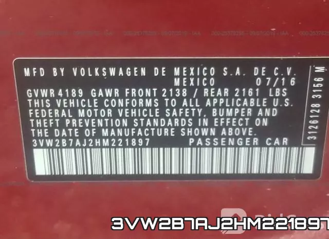 3VW2B7AJ2HM221897 фото 10