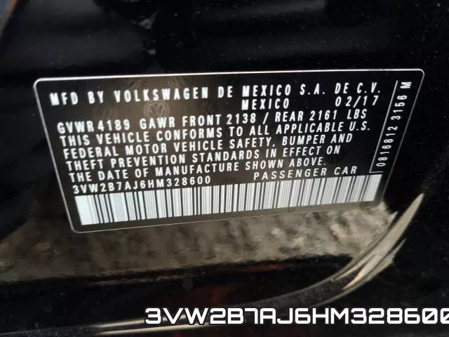 3VW2B7AJ6HM328600 фото 2