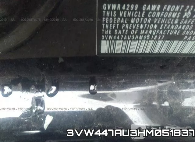 3VW447AU3HM051837 фото 10