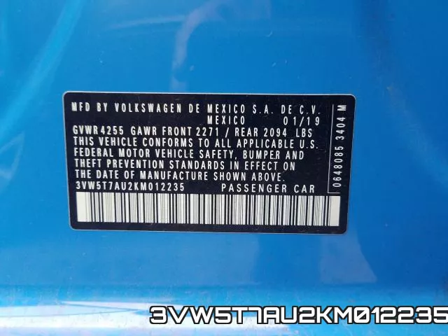 3VW5T7AU2KM012235 фото 2