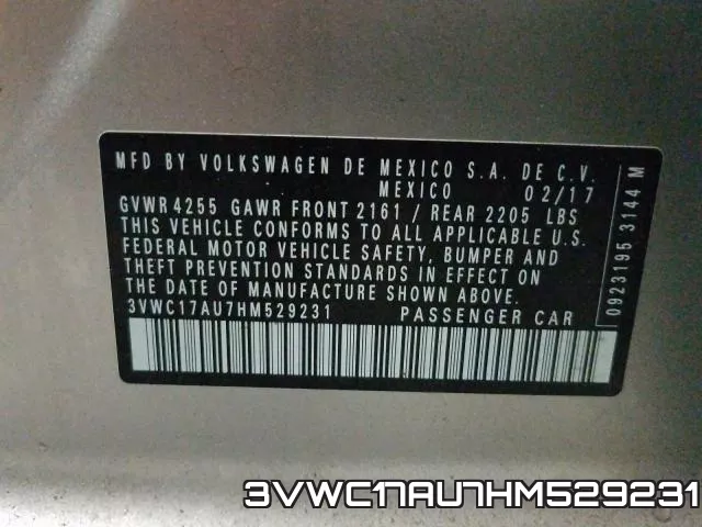 3VWC17AU7HM529231 фото 2