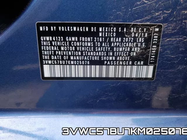 3VWC57BU7KM025076 фото 2