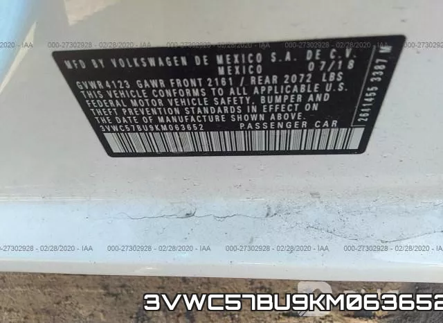 3VWC57BU9KM063652 фото 10