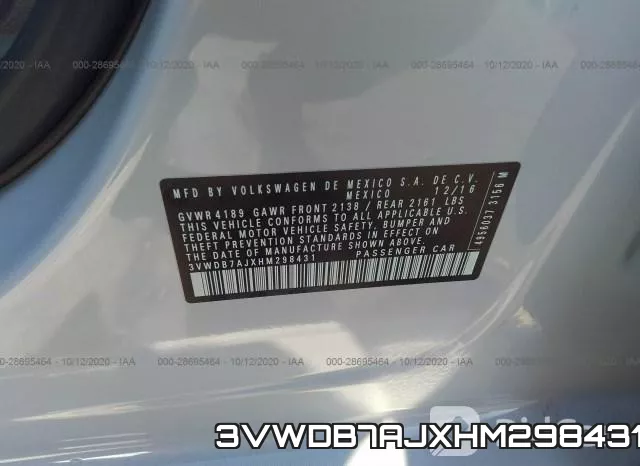 3VWDB7AJXHM298431 фото 10