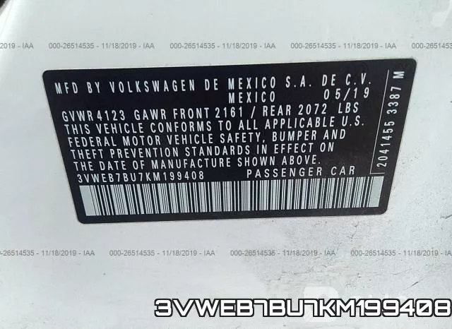 3VWEB7BU7KM199408 фото 10