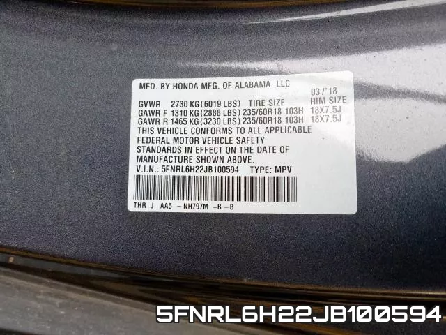 5FNRL6H22JB100594 фото 2