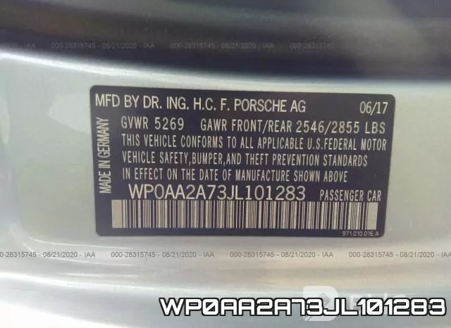 WP0AA2A73JL101283 фото 10