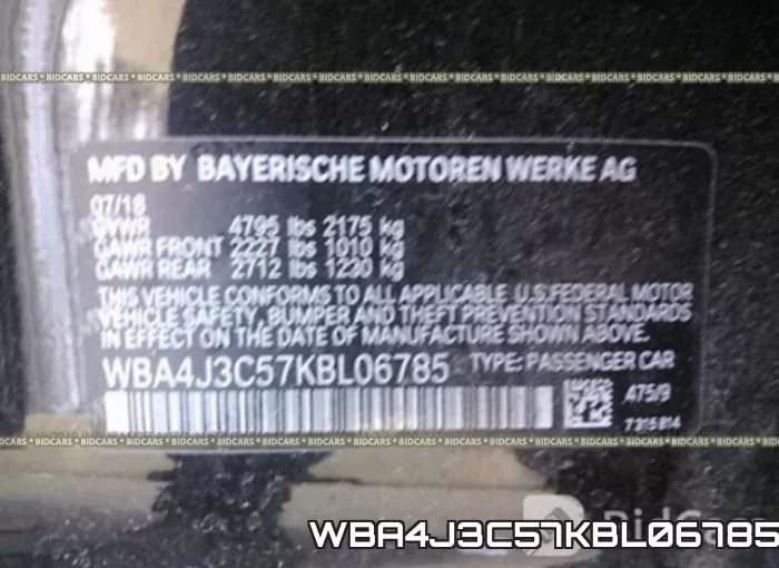 WBA4J3C57KBL06785 фото 10
