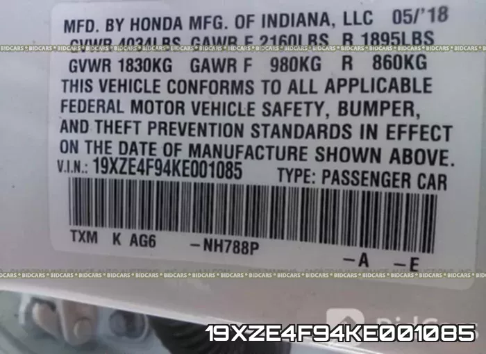 19XZE4F94KE001085 фото 10