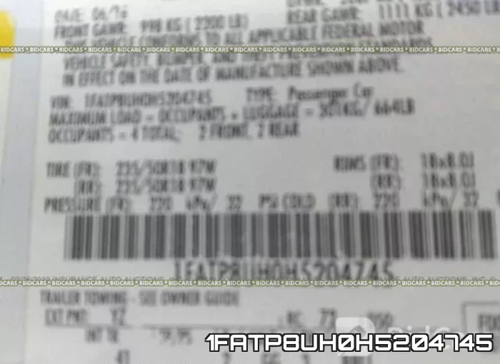1FATP8UH0H5204745 фото 10