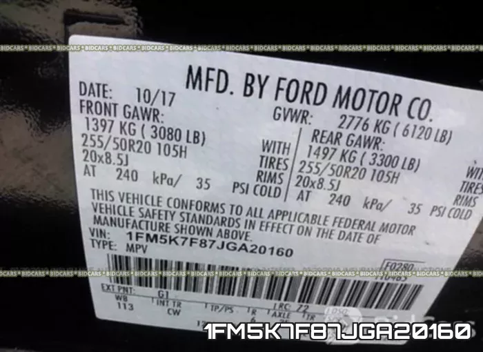 1FM5K7F87JGA20160 фото 10