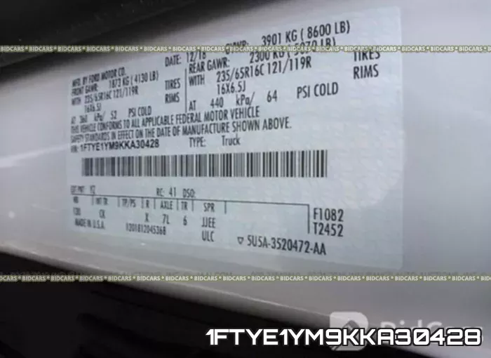 1FTYE1YM9KKA30428 фото 10