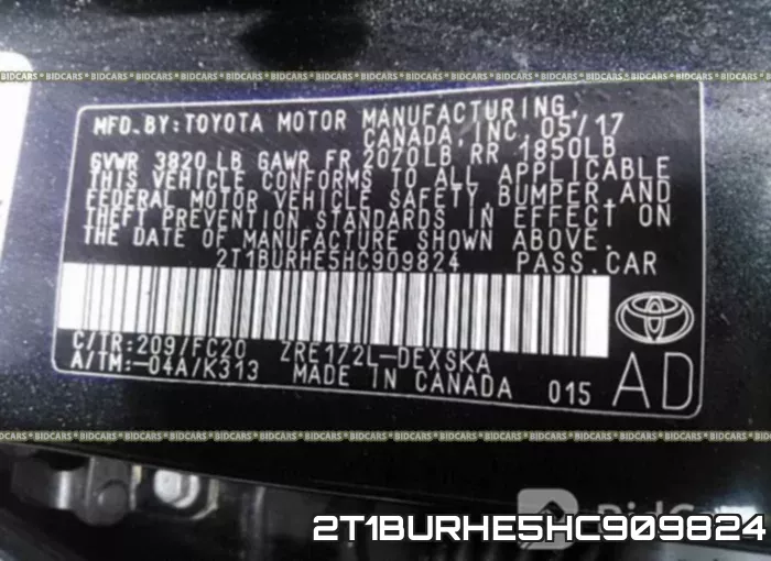 2T1BURHE5HC909824 фото 10
