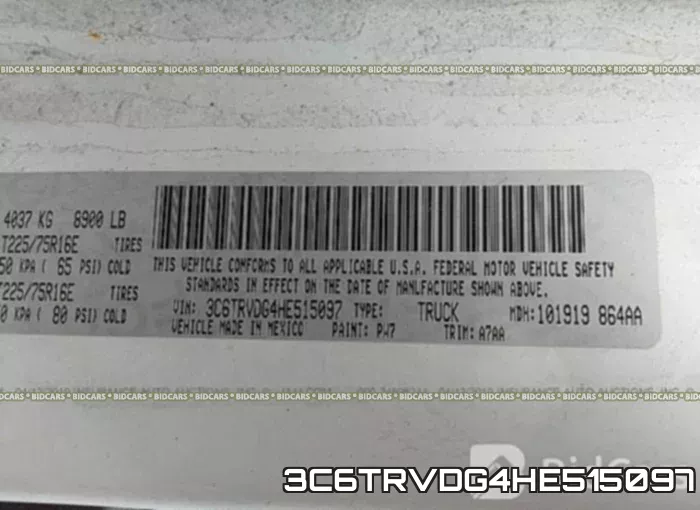 3C6TRVDG4HE515097 фото 10